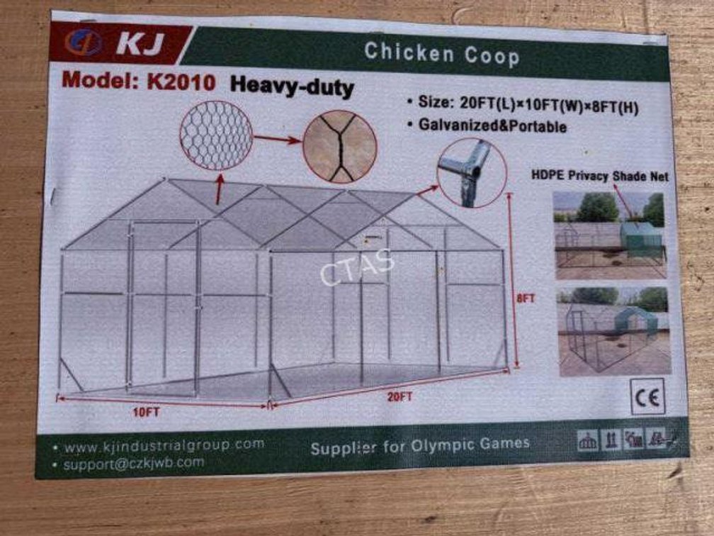 Heavy Duty Chicken Coop 20' L x 10' W x 8' H