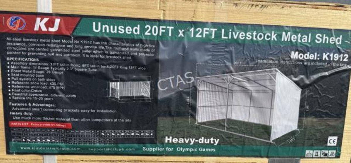 Livestock Metal Shed - Cream - 20' L x 12' W