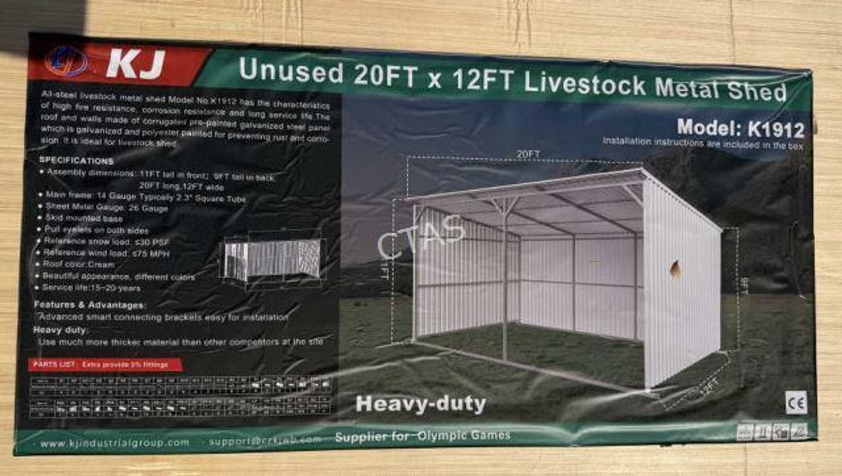 Livestock Heavy Duty Metal Shed 20' L x 12' W