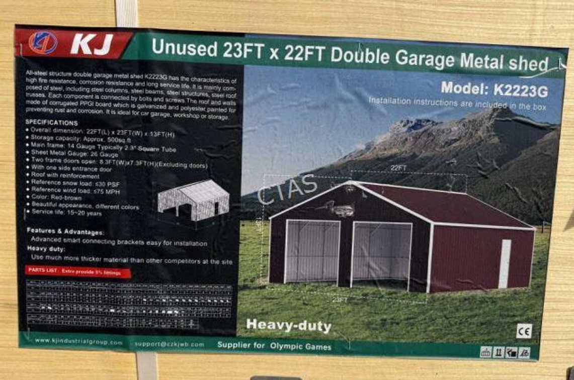 Double Garage Metal Barn - Red/Brown - 23' x 22'