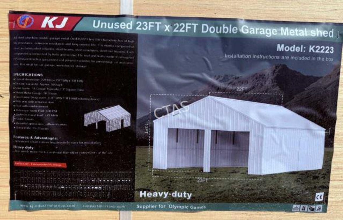 Double Garage Metal Barn - Cream - 23' x 22'