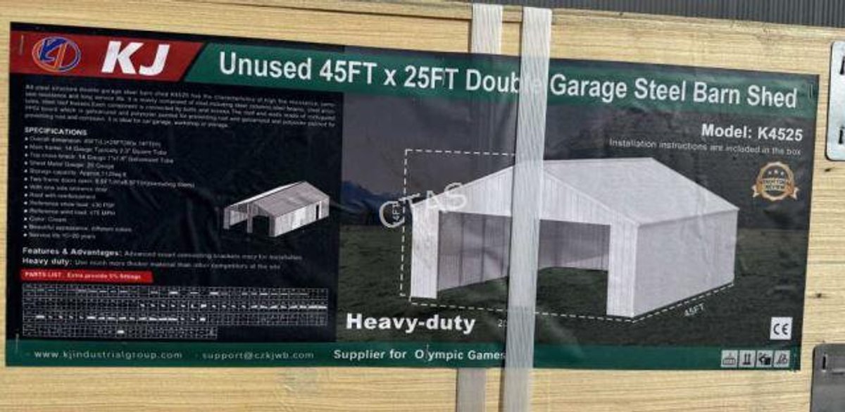 Double Garage Metal Barn - Cream - 45' x 25'