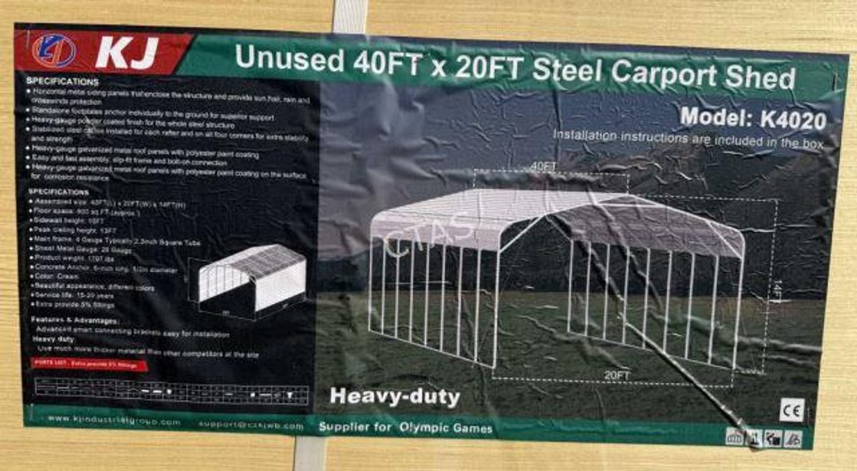 Steel Carport Shed - Cream - 40' x 20'