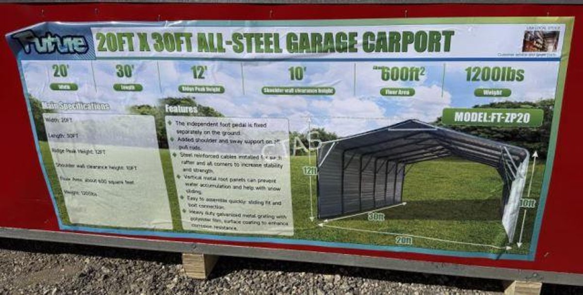 20' x 30' All-Steel Garage Car Port