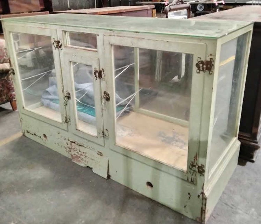 Antique Glass Front Wood Showcase