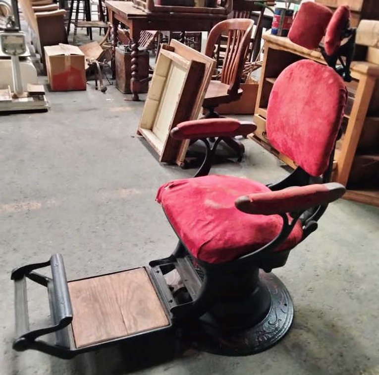 Late Victorian Cast Iron & Velvet Dental Chair