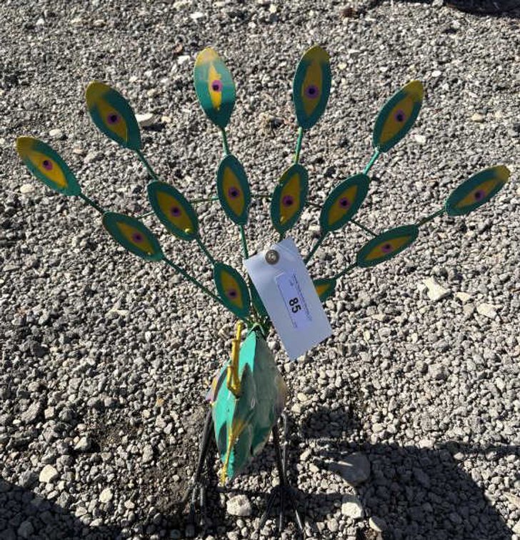 Metal Art- Teal & Yellow Peacock