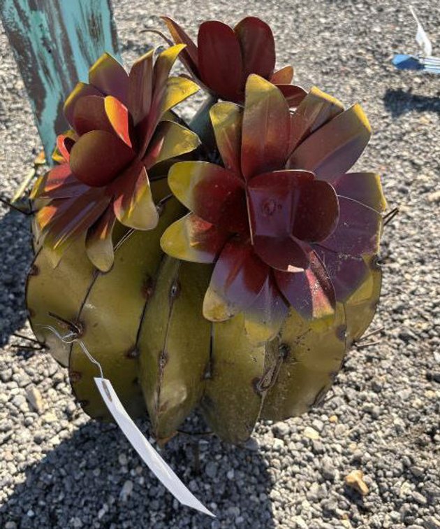 Metal Art- Medium Cactus w/ Flower