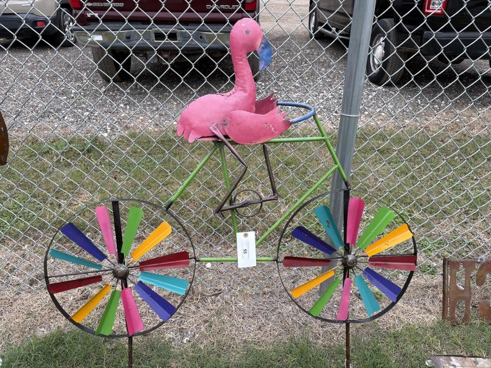 Metal Art- Flamingo on Bike Whirlybird