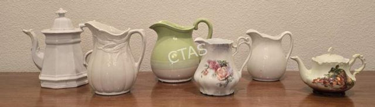 (6) Porcelain, China & Pottery Pitchers & Teapots
