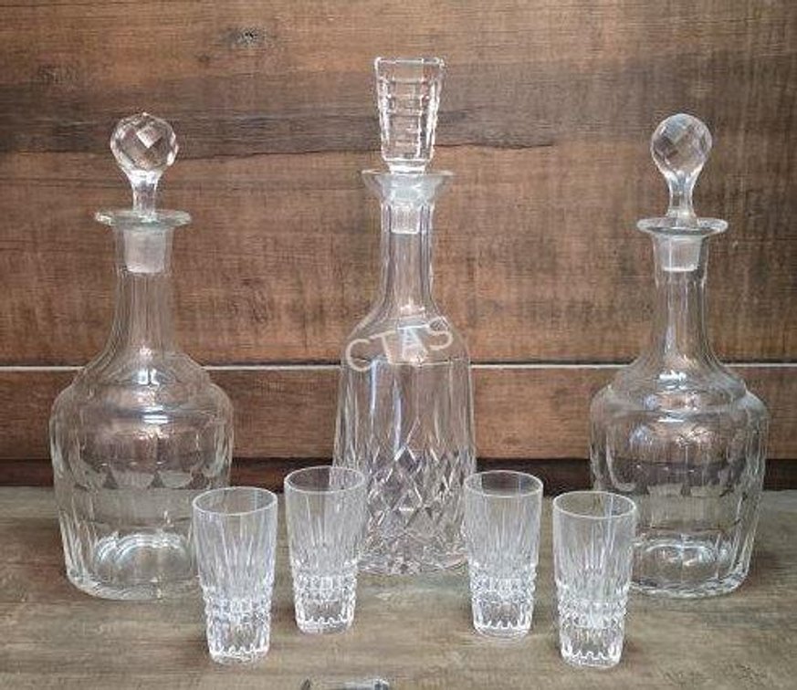 Vintage Crystal Decanters & Wine Waste Rinser