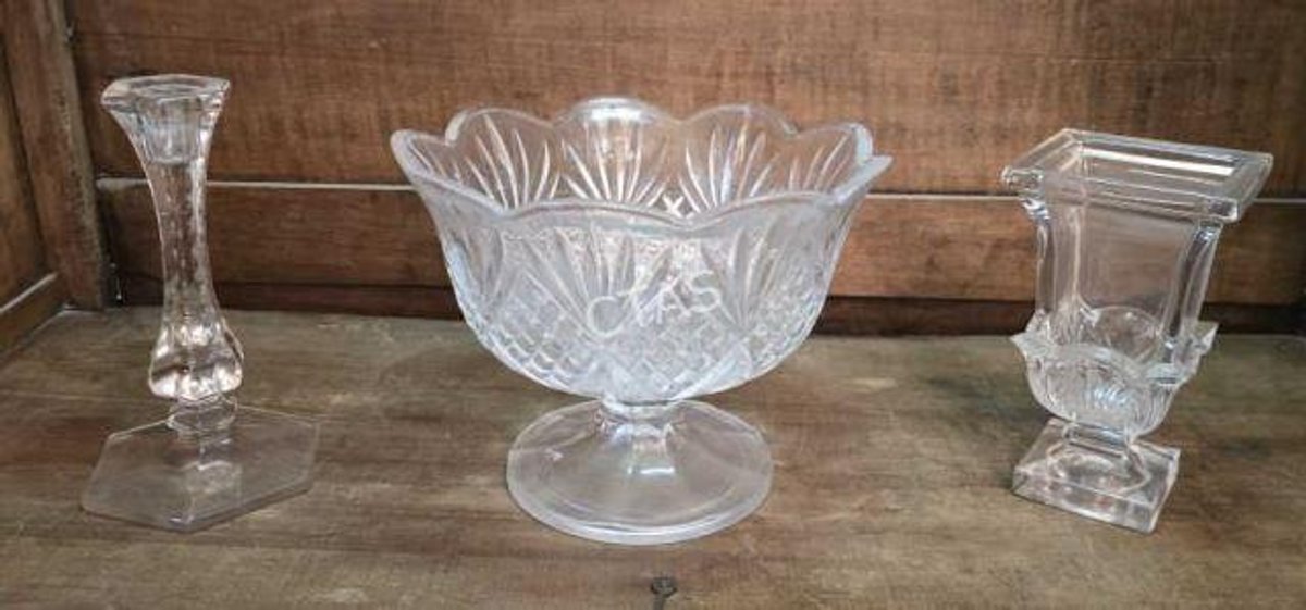 Crystal Bowl, Candlestick & Vase