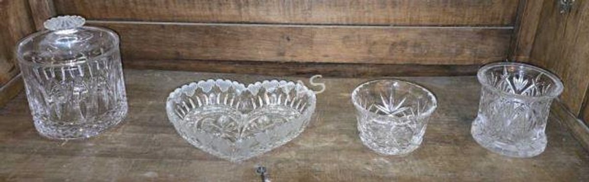 Atlantis Crystal Biscuit Jar, Hofbauer Heart Dish,