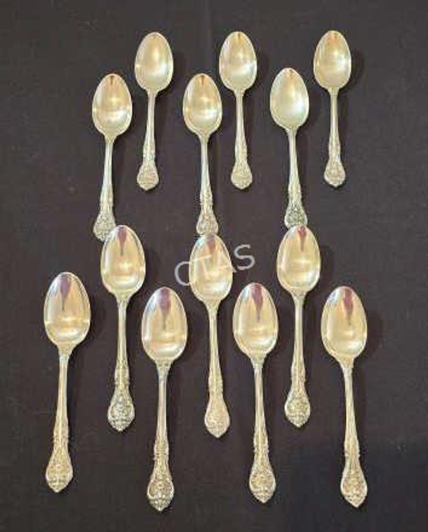 (13) Gorham King Edward 1936 Sterling 6" Teaspoons