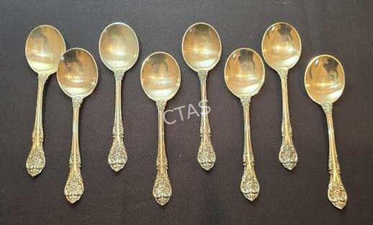 (8) Gorham King Edward 1936 Sterling Round Soup
