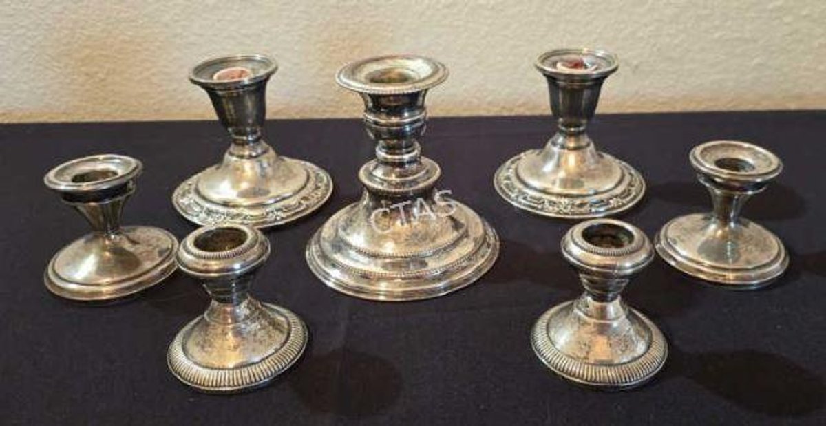 (7) Silver on Copper & Sterling Taper Candle