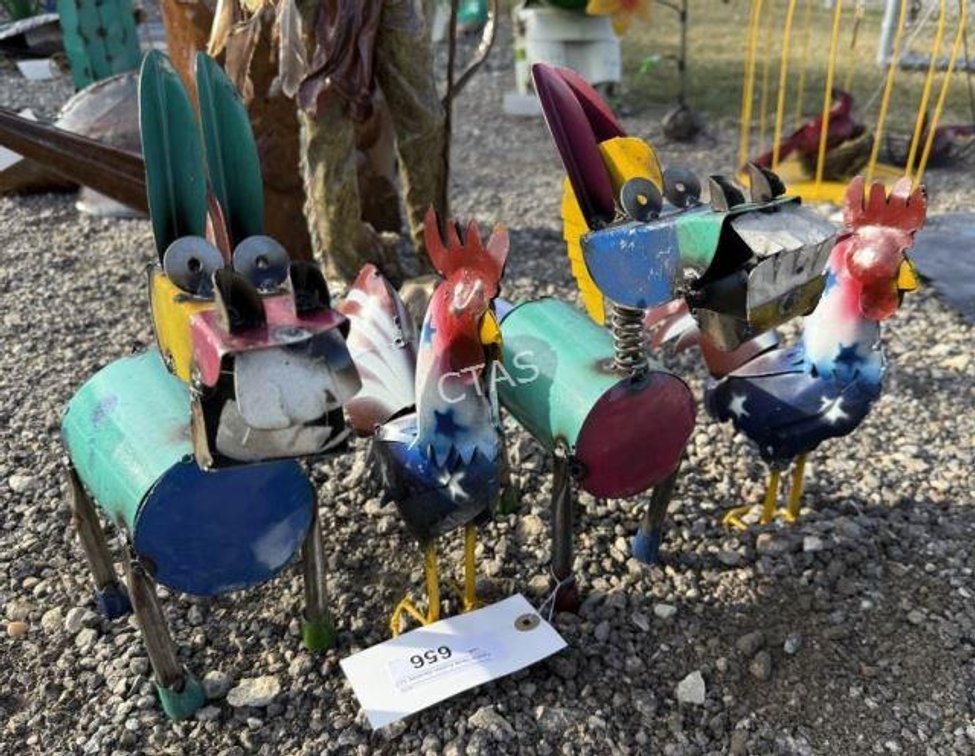 Metal Art - (2) Mini Donkeys & (2) Mini Roosters