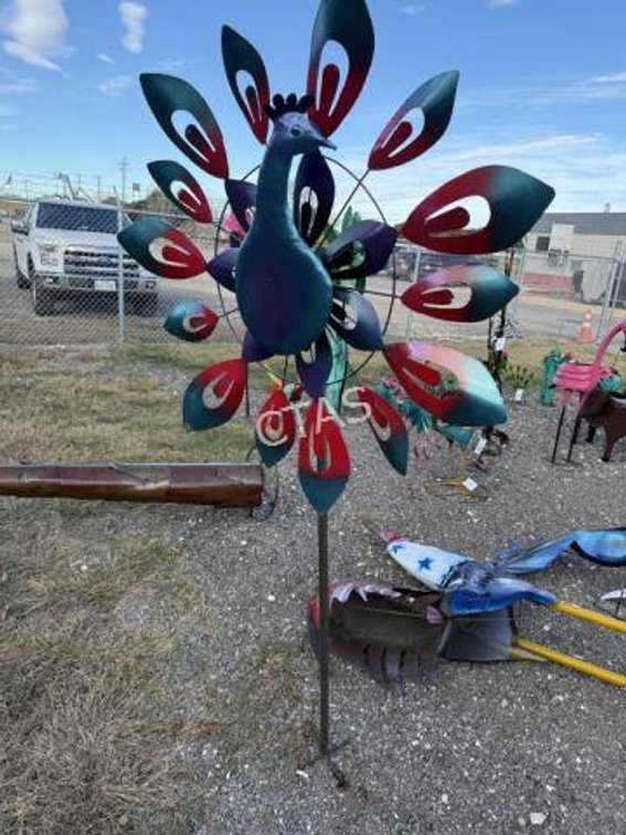 Metal Art - In-Ground Peacock Windmill