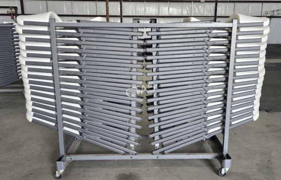 (32) Lifetime Folding Chairs on Lifetime Cart