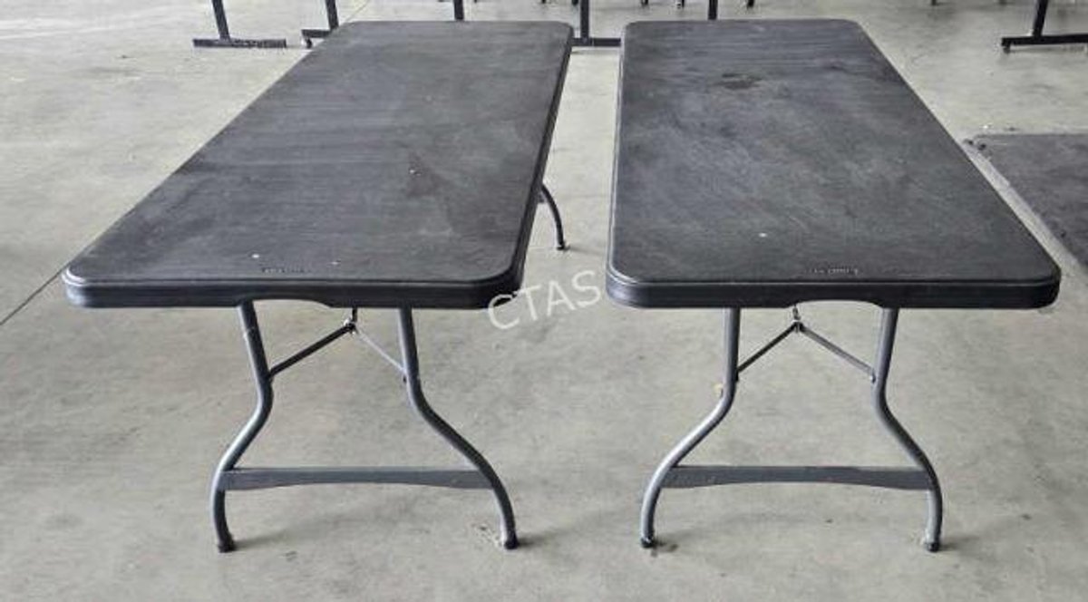 (2) 6' Black Lifetime Folding Tables