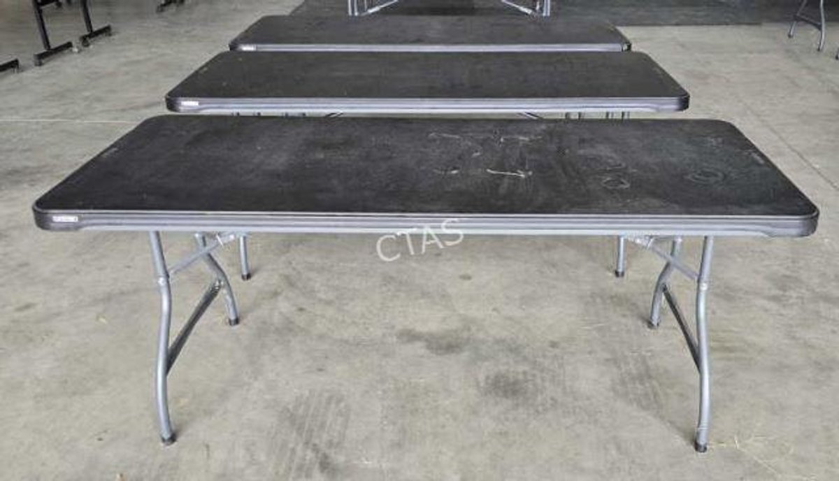 (3) 6' Black Lifetime Folding Tables