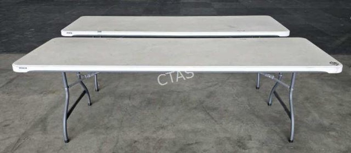 (2) 8' White Lifetime Folding Tables