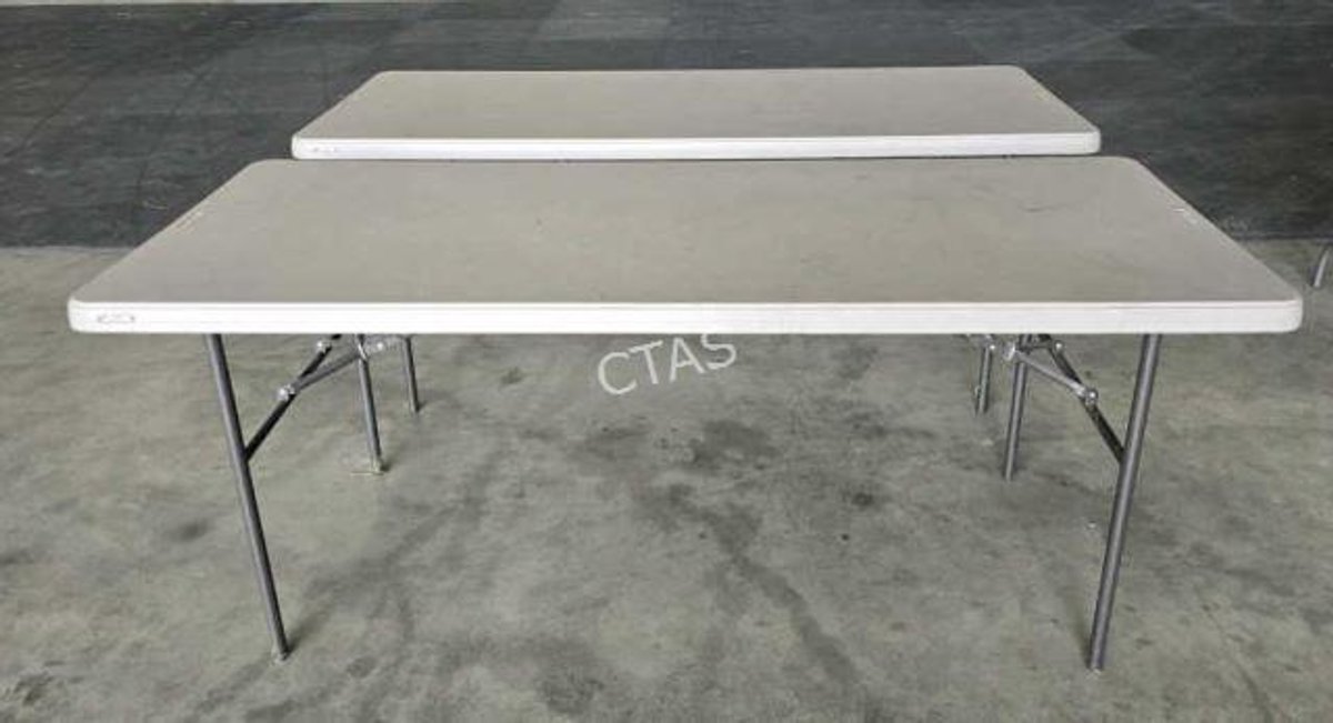 (2) 6' Putty Grey Lifetime Folding Tables