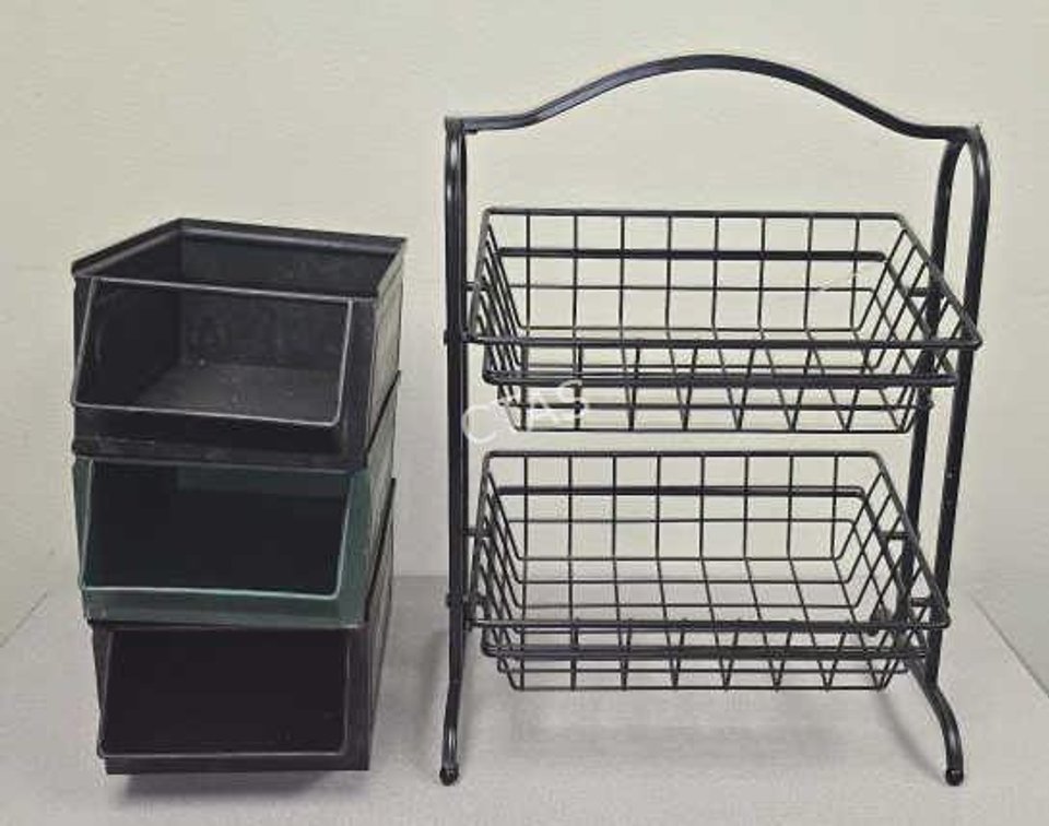 Tiered Basket Stand & Stacking Bins