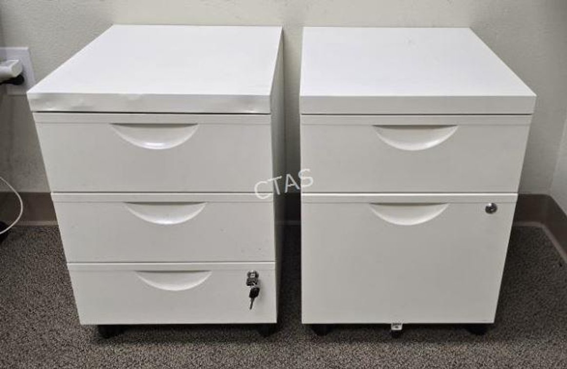 (2) Under Desk Rolling File & Supply Cabinets