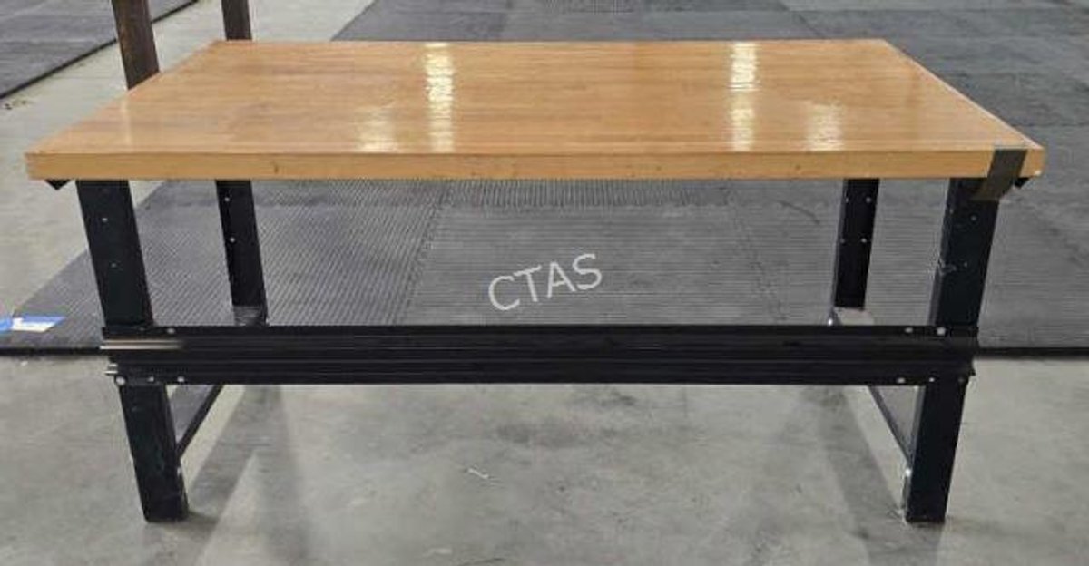 Butcher Block Topped Industrial Work Table w/