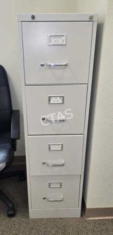 4-Drawer Letter File Cabinet in Light Grey