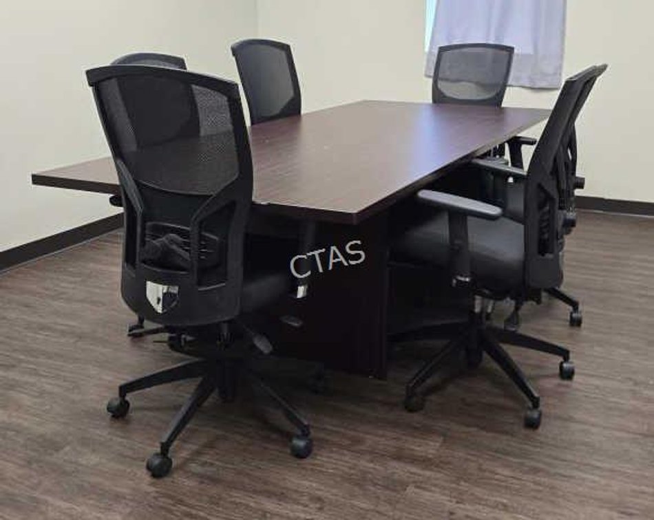 Laminate Conference Table w/ (6) Black Mesh &