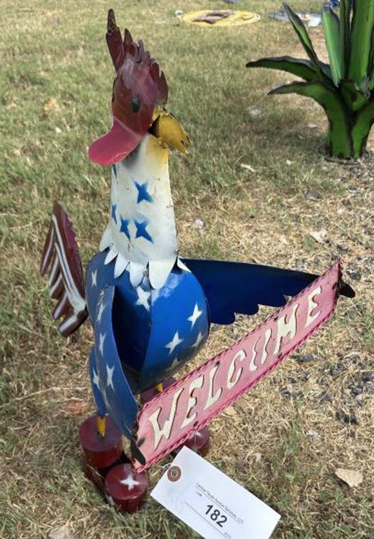 Metal Art - American Rooster w/Welcome Sign