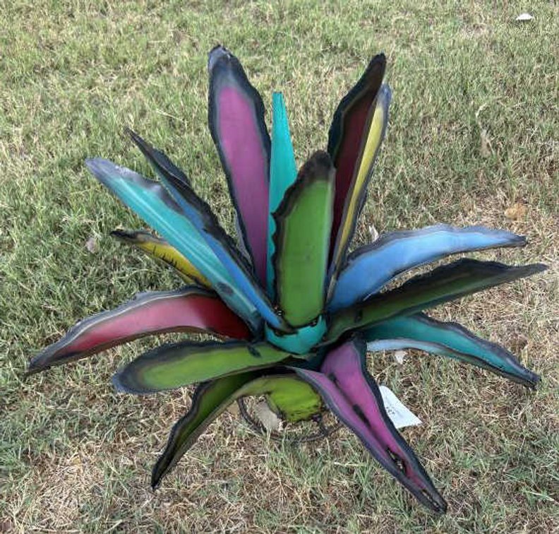 Metal Art - Medium Colorful Aloe Plant