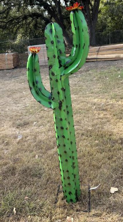 Metal Art - Large Cactus w/ Yellow Flowers