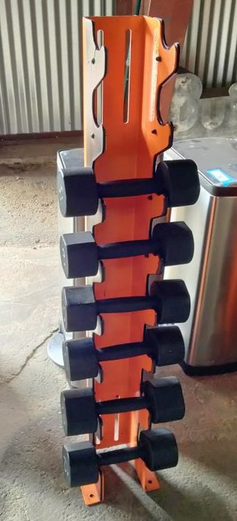(3) Pairs Dumbbells w/8 Tier Wall Mount