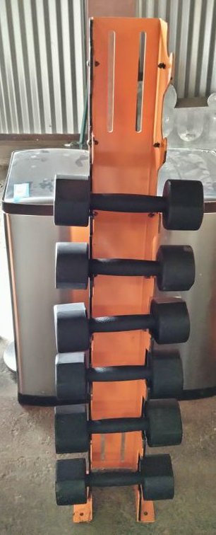 (3) Pairs Dumbbells w/8 Tier Wall Mount