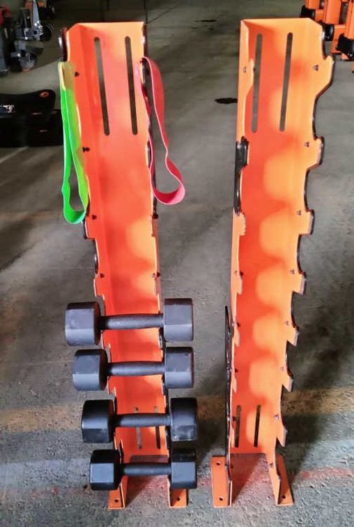 (2) Pairs Dumbells w/(2) 8 Tier Wall Mounts