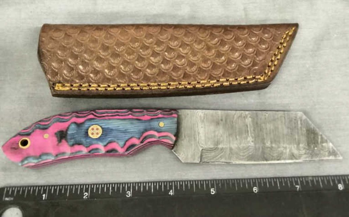 Damascus Hunting Knife 8" w/Sheath