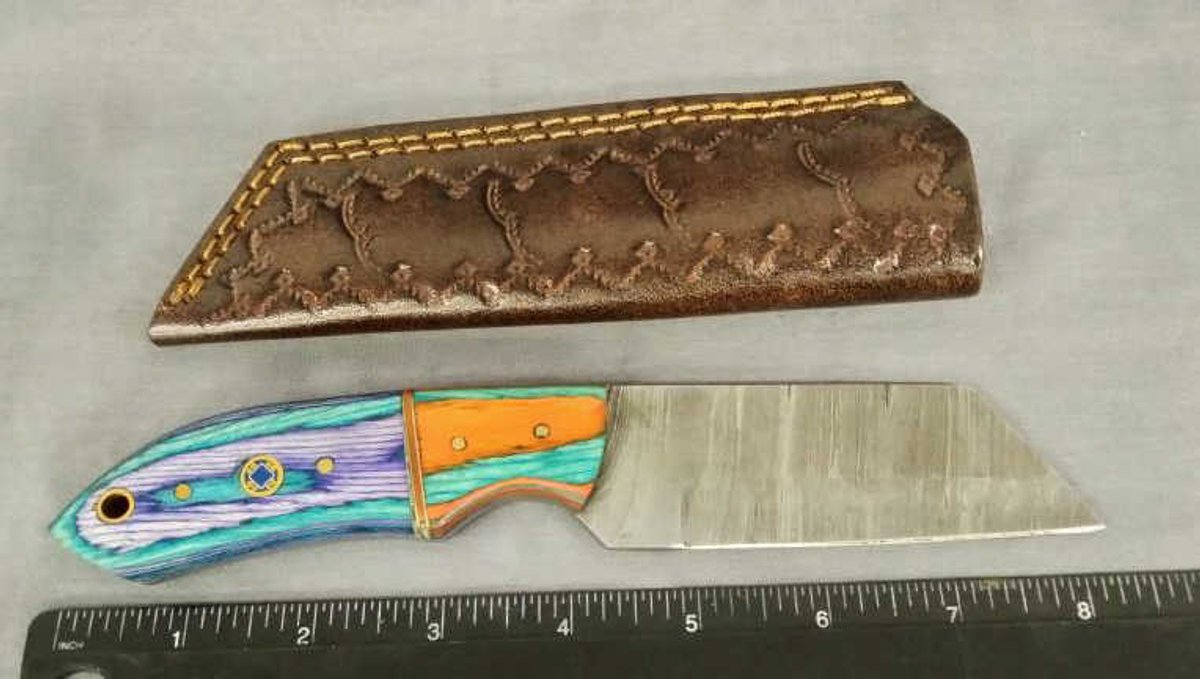 Damascus Hunting Knife 8" w/Sheath