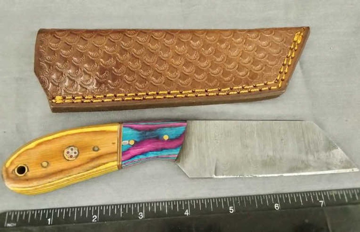 Damascus Hunting Knife 8" w/Sheath
