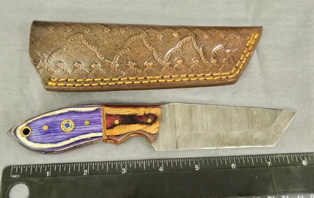 Damascus Hunting Knife 8" w/Sheath