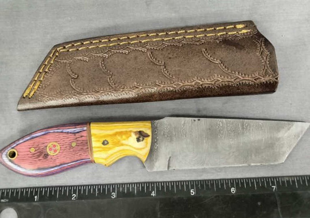 Damascus Hunting Knife 8" w/Sheath