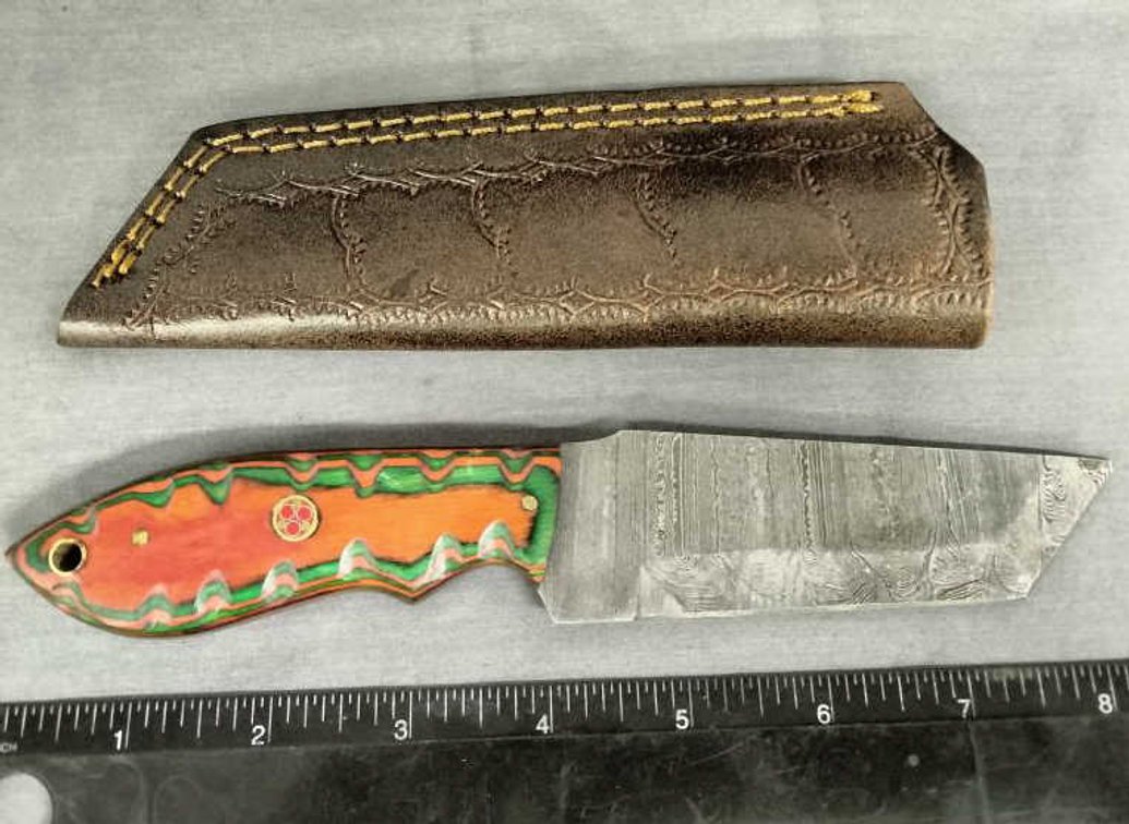 Damascus Hunting Knife 8" w/Sheath