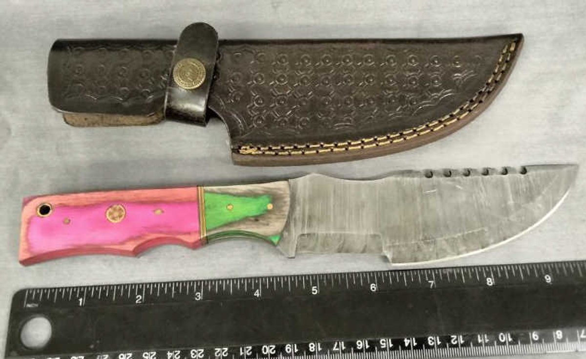 Damascus Tracker Hunting Knife 10" w/Sheath