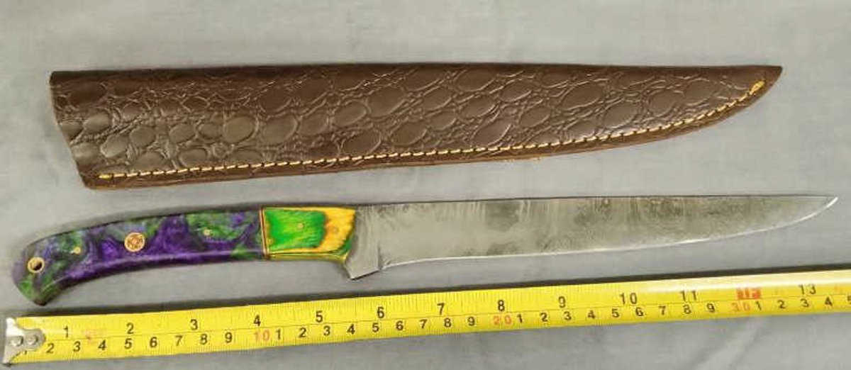 Damascus 14" Knife w/Sheath