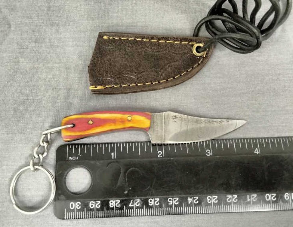 Miniature Damascus Knife Key Chain w/Sheath