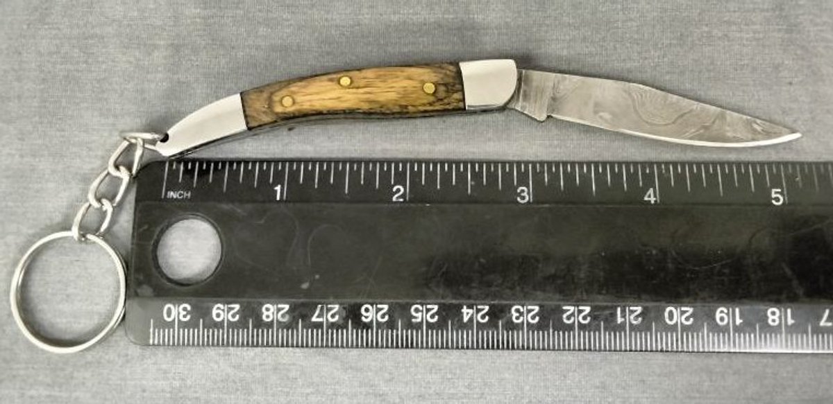 Damascus Pocket Knife Key Chain 5.25"