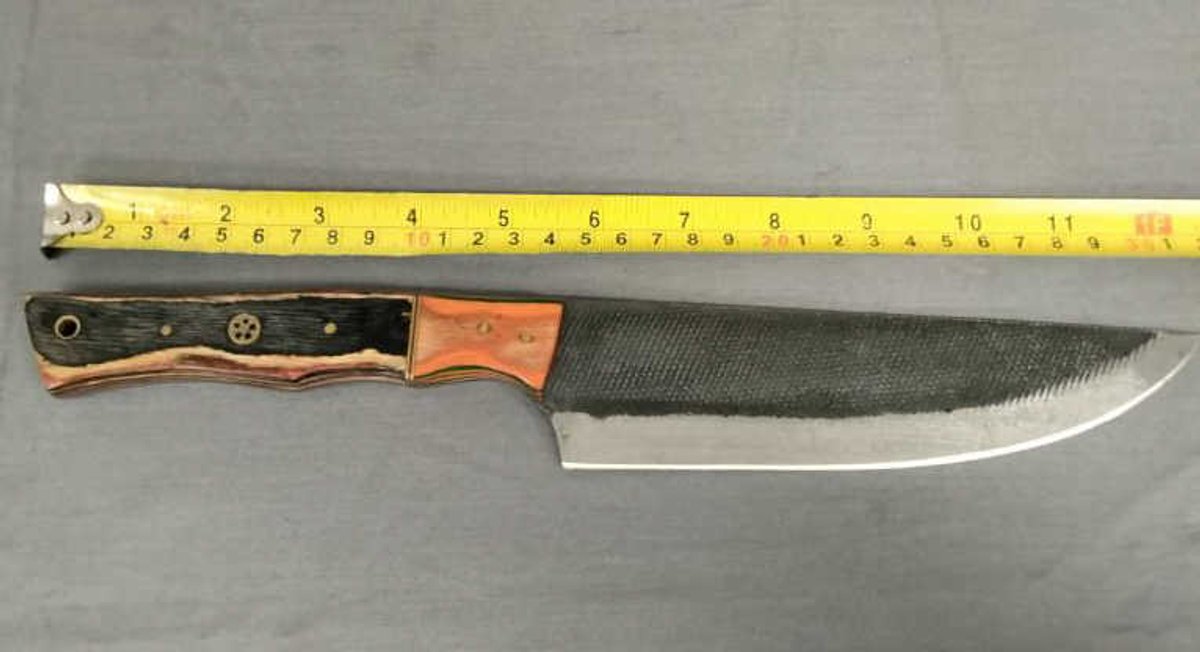 Knife 12" Orange & Black Handle