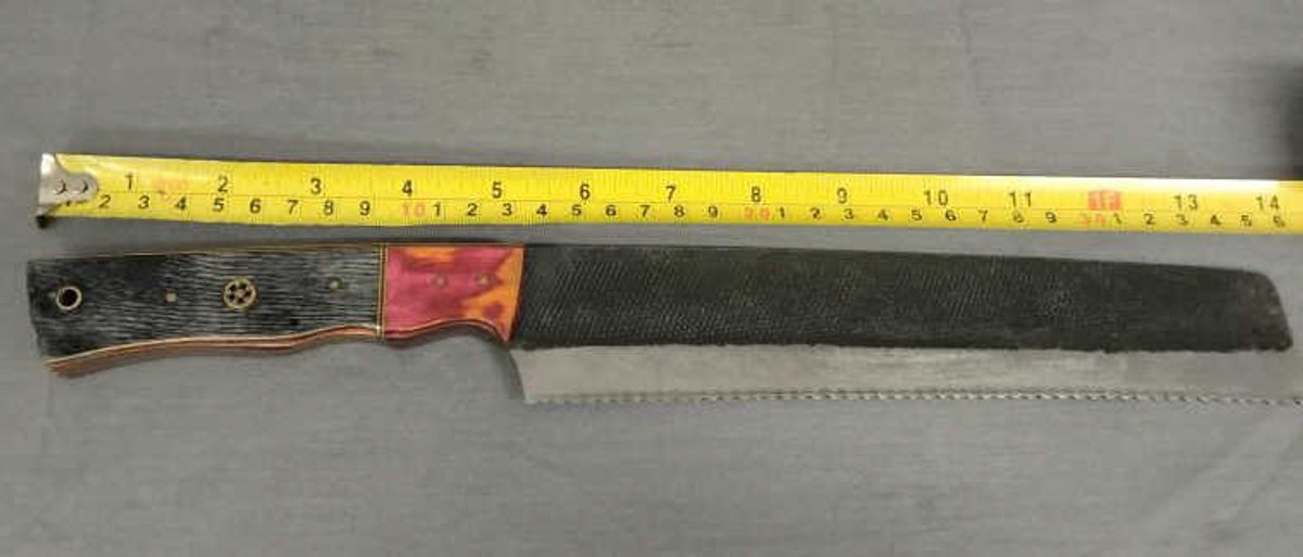 Serrated Knife 14" Orange, Pink & Black Handle